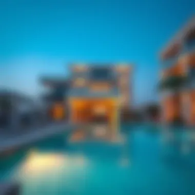 Luxury Swimming Pool Area in Abu Dhabi Luxurious swimming pool area of a high-end property in Abu Dhabi