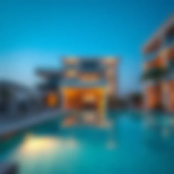 Luxury Swimming Pool Area in Abu Dhabi Luxurious swimming pool area of a high-end property in Abu Dhabi
