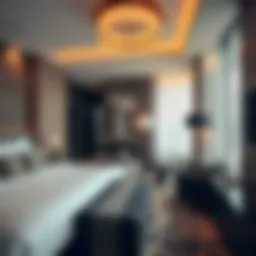 Luxurious hotel room with modern decor