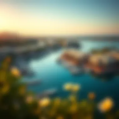 Aerial view of Al Hamra Village showcasing waterfront properties