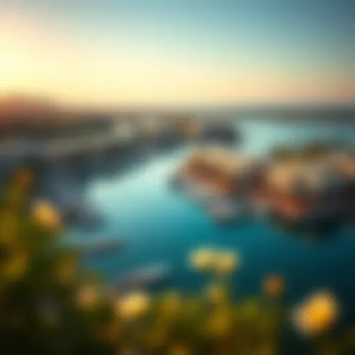 Aerial View of Al Hamra Village Aerial view of Al Hamra Village showcasing waterfront properties