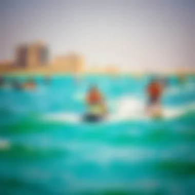 Thrilling Water Sports at Al Heera Beach Vibrant beachgoers enjoying water sports at Al Heera