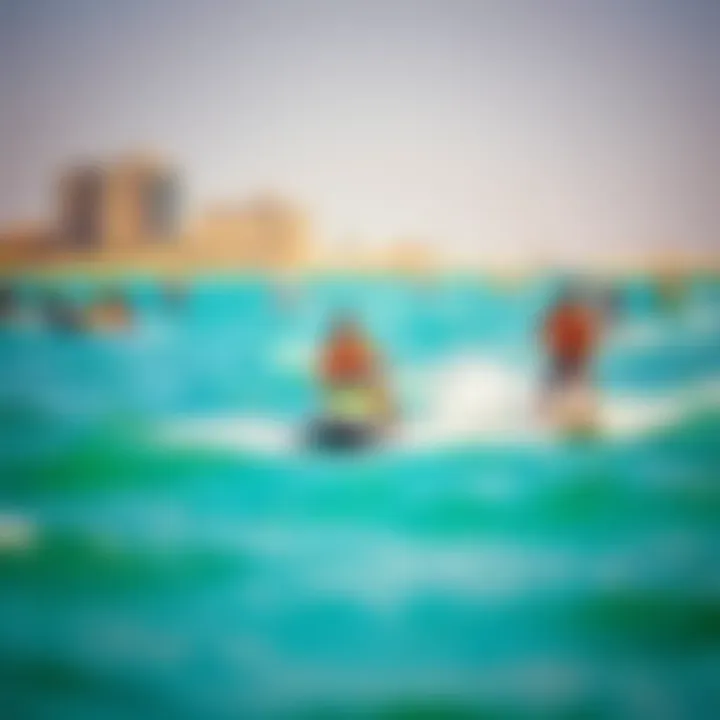 Thrilling Water Sports at Al Heera Beach Vibrant beachgoers enjoying water sports at Al Heera