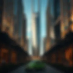 A stunning view of Al Reef Downtown's architectural design showcasing modern elegance