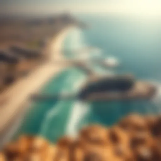 Aerial view showcasing the pristine beaches of Umm Al Quwain