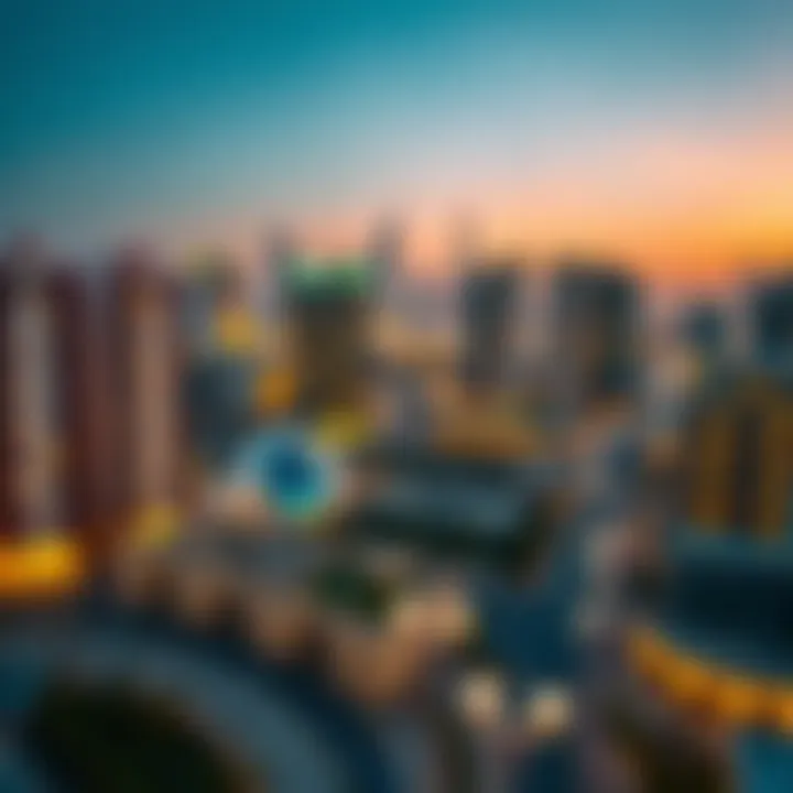 Breathtaking Bur Dubai Skyline Scenic view of Bur Dubai skyline at dusk
