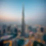 Aerial Perspective of Burj Khalifa Aerial view of Burj Khalifa highlighting its towering structure against the Dubai skyline