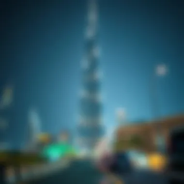 Burj Khalifa at Night: A Beacon of Light Night view of Burj Khalifa illuminated, reflecting the vibrancy of Dubai