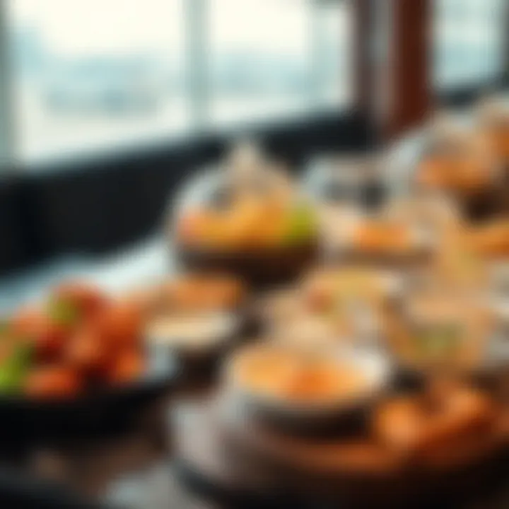 Gourmet Food Selection in Business Lounge Diverse gourmet food offerings available at a Dubai business lounge