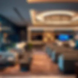 Luxurious interior of a business lounge in Dubai showcasing elegant design and comfort