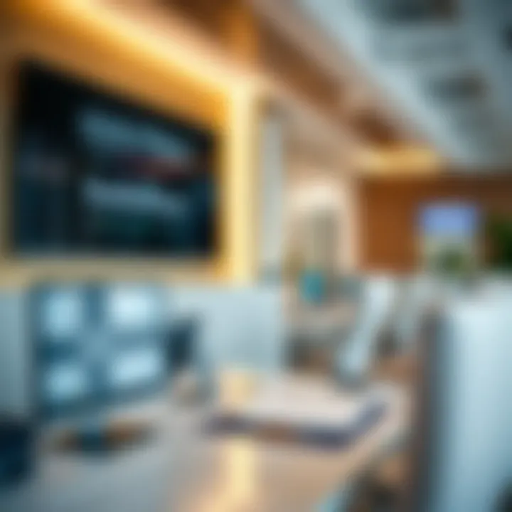 Modern Workspace in a Business Lounge A serene workspace within a Dubai business lounge equipped with modern technology