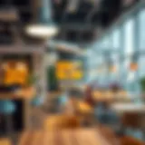 Vibrant Design in Coworking Spaces Modern coworking space interior with vibrant design