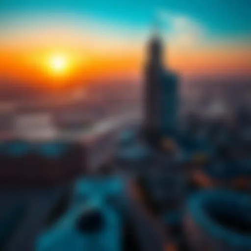 Breathtaking Sunset View of Creek Tower Panoramic view of Creek Tower at sunset