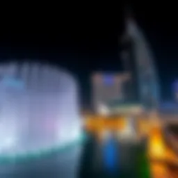 Majestic view of the Dubai Fountain at night