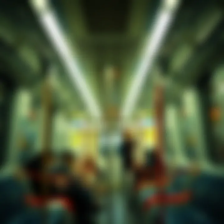Inside a Busy Metro Cabin Interior of a Dubai Metro cabin during peak hours