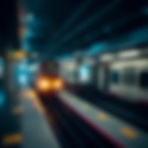 Dubai Metro in Action Dubai Metro train approaching a station