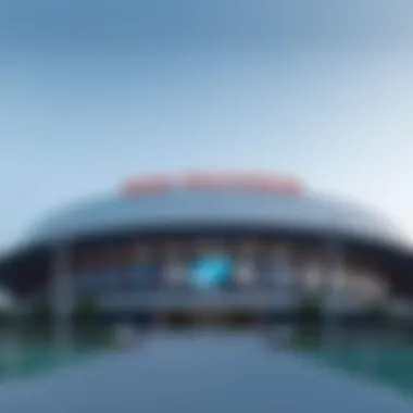 Architectural Splendor of the Dubai Tennis Stadium Exterior view of the Dubai Tennis Stadium showcasing its modern design
