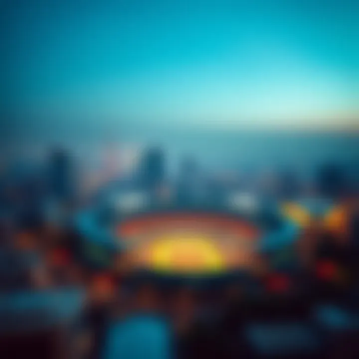 Dubai Tennis Stadium Amidst the Urban Landscape The Dubai Tennis Stadium surrounded by the vibrant city skyline