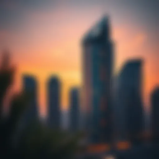 Dunya Tower at Sunset Stunning exterior view of Dunya Tower at sunset
