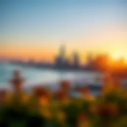 A stunning view of Emaar Beachfront skyline during sunset