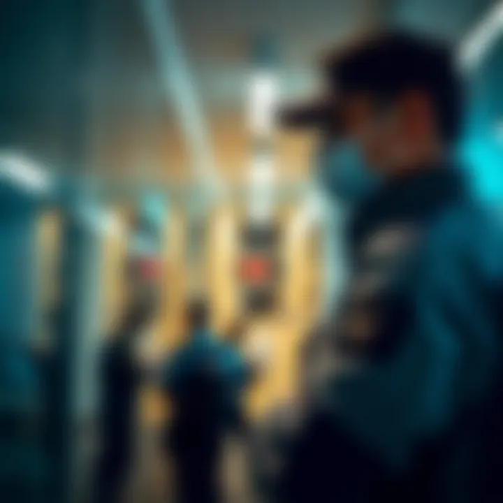Vigilance in Commercial Security Security personnel monitoring a commercial facility