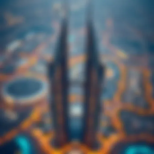 Aerial Perspective of the Burj Khalifa Wings Aerial view of the Burj Khalifa Wings highlighting their architectural design