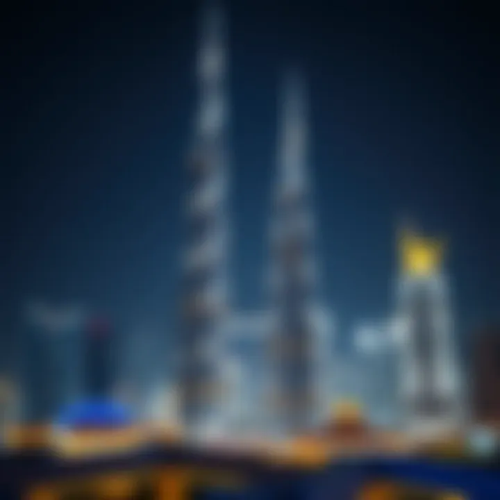 Burj Khalifa Wings illuminated at night against the Dubai skyline