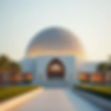 The cultural oasis of Saadiyat Island, featuring the Louvre Abu Dhabi and its iconic dome structure.