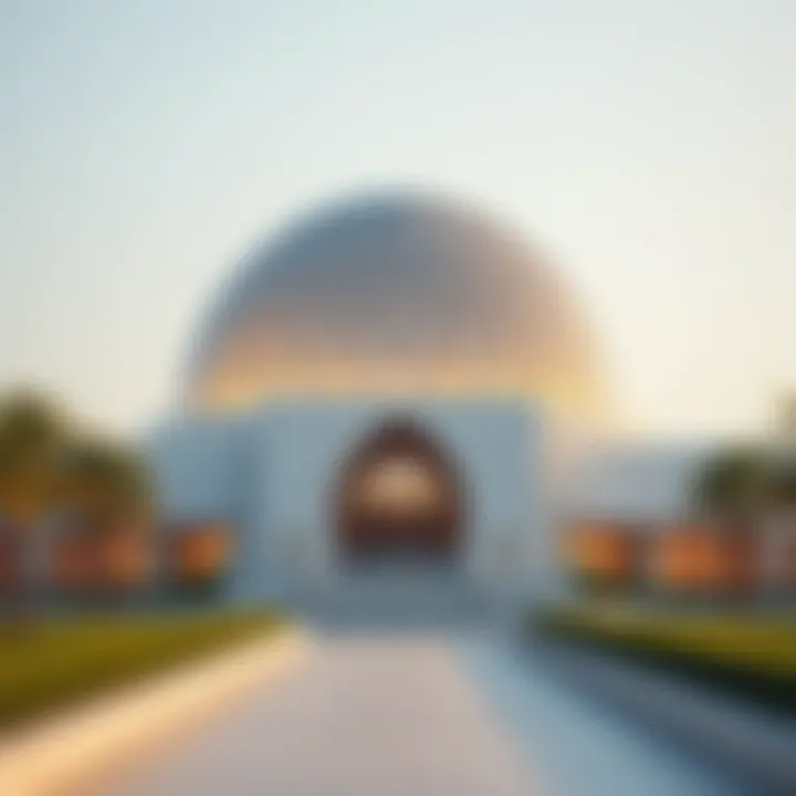 The cultural oasis of Saadiyat Island, featuring the Louvre Abu Dhabi and its iconic dome structure.