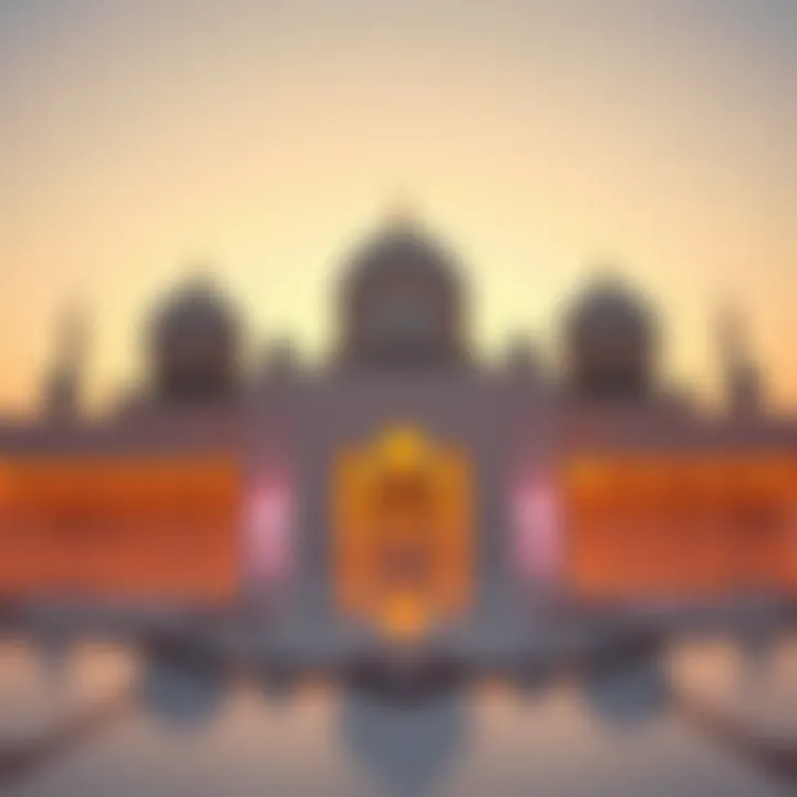 The stunning Sheikh Zayed Grand Mosque at sunset, showcasing its majestic domes and intricate architecture.