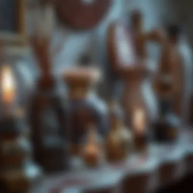 A close-up of unique decorative items, showcasing the artistic details of boho decor.