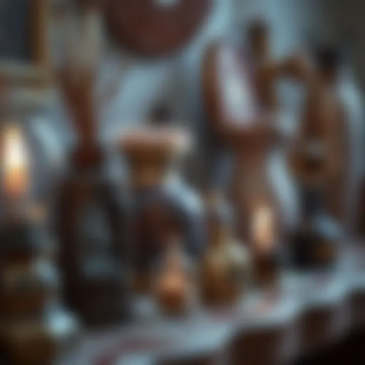 A close-up of unique decorative items, showcasing the artistic details of boho decor.