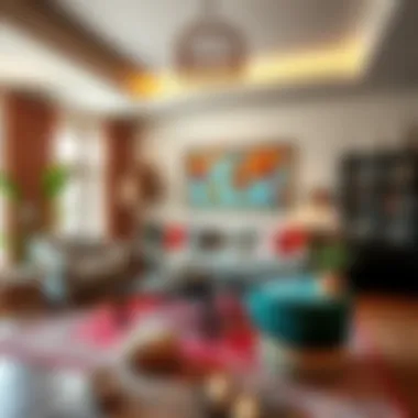Bohemian Living Room Design A bohemian-inspired living room featuring vibrant textiles and eclectic decor elements.