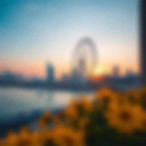 Ain Dubai at Sunset: A Stunning Panoramic View A panoramic view of Ain Dubai against the sunset sky