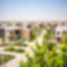 Panoramic view of Al Furjan community showcasing modern architecture and greenery