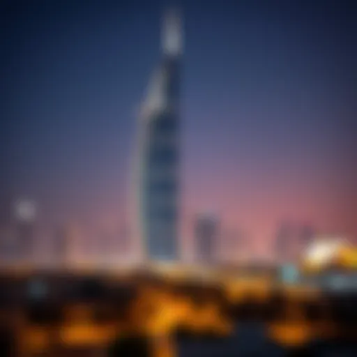 Al Manara Tower with Dubai Skyline Stunning view of Al Manara Tower against the Dubai skyline