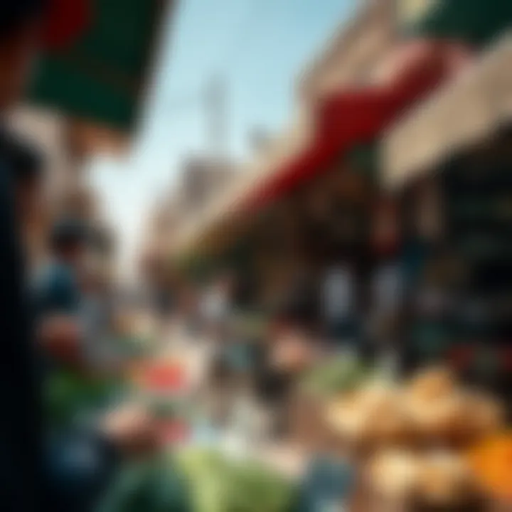 Vibrant market scene in العين دبي highlighting local culture and community life