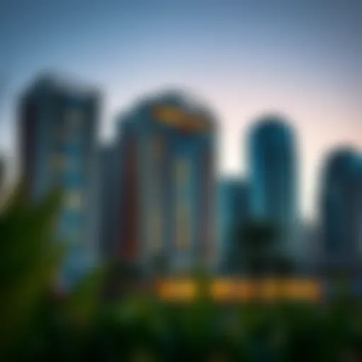 Stunning exterior view of Arjaan by Rotana at sunset