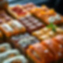 A beautifully arranged platter of baklava showcasing different styles