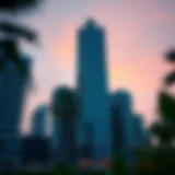 Stunning exterior view of Dhafir Holdings Tower at sunset