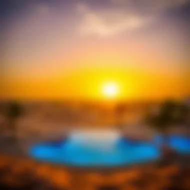 Stunning sunset view over the Dubai Dunes area