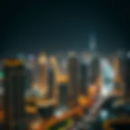 The stunning skyline of Dubai illuminated at night