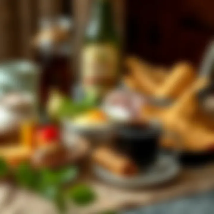 An assortment of traditional Emirati breakfast items with coffee.