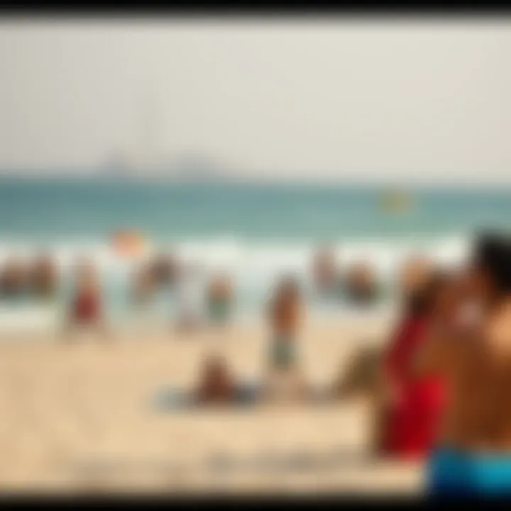 Visitors enjoying various activities at the beach