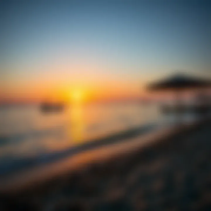 Sunset view over the tranquil waters of a beach