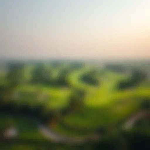 Aerial View of Damac Hills Golf Course Stunning aerial view of the Damac Hills golf course showcasing its lush greenery and layout