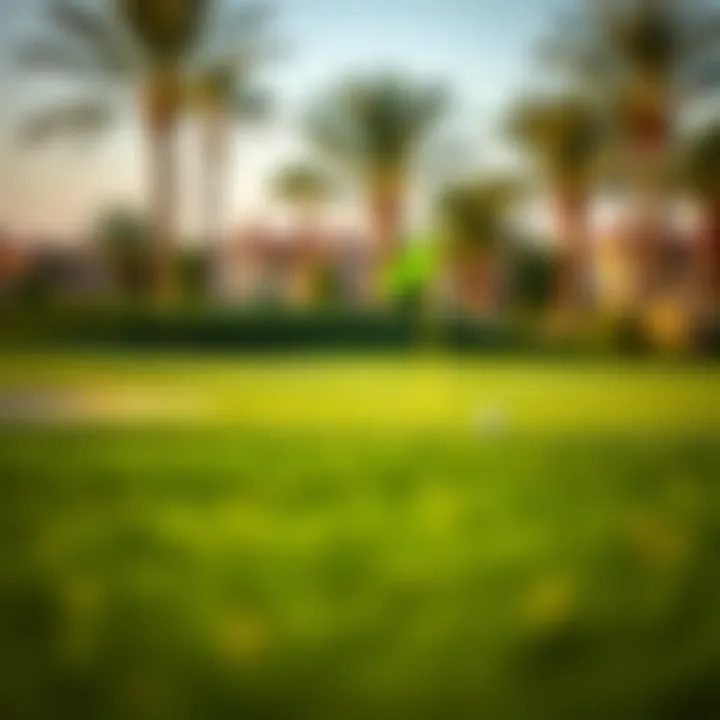Close-up of Golf Greens at Damac Hills Close-up of the meticulously manicured greens and fairways at Damac Hills, highlighting premium quality