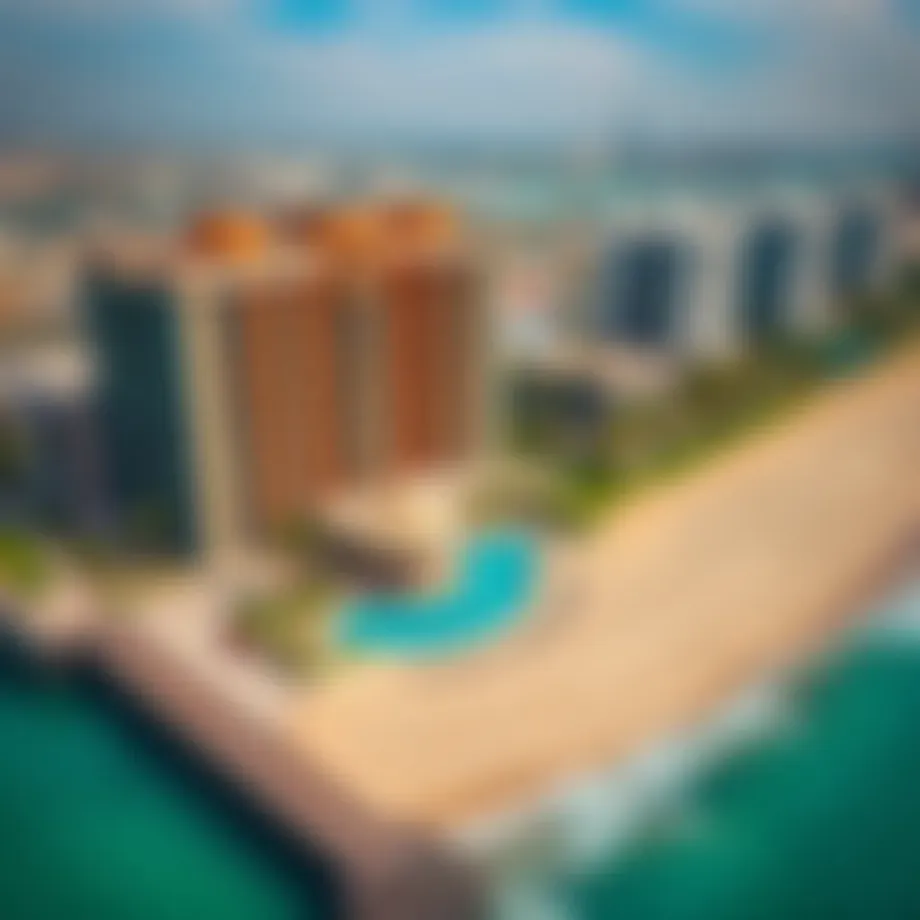 Aerial view of Jumeirah Beach Residence showcasing its stunning beachfront.