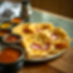 A vibrant plate of dosa with chutneys and sambar