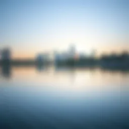 Tranquil waters of Khalid Lake reflecting the skyline
